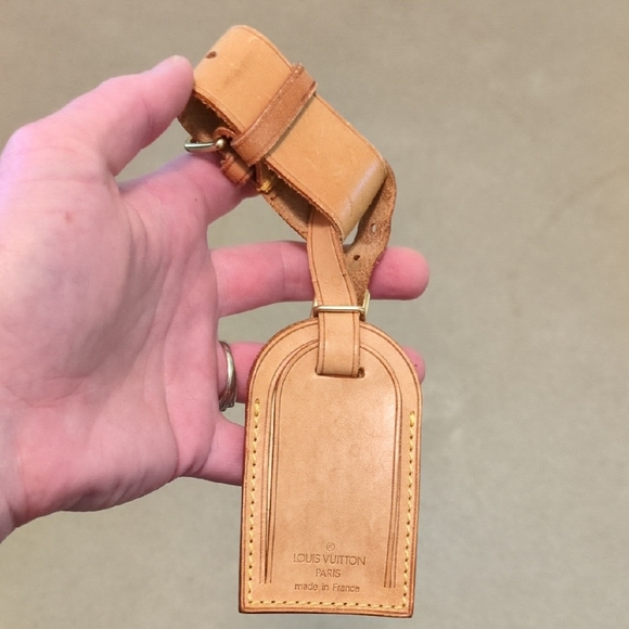 Louis Vuitton Other - Louis Vuitton Tan Leather Bag Tag w/water Mark 2nd. Photo